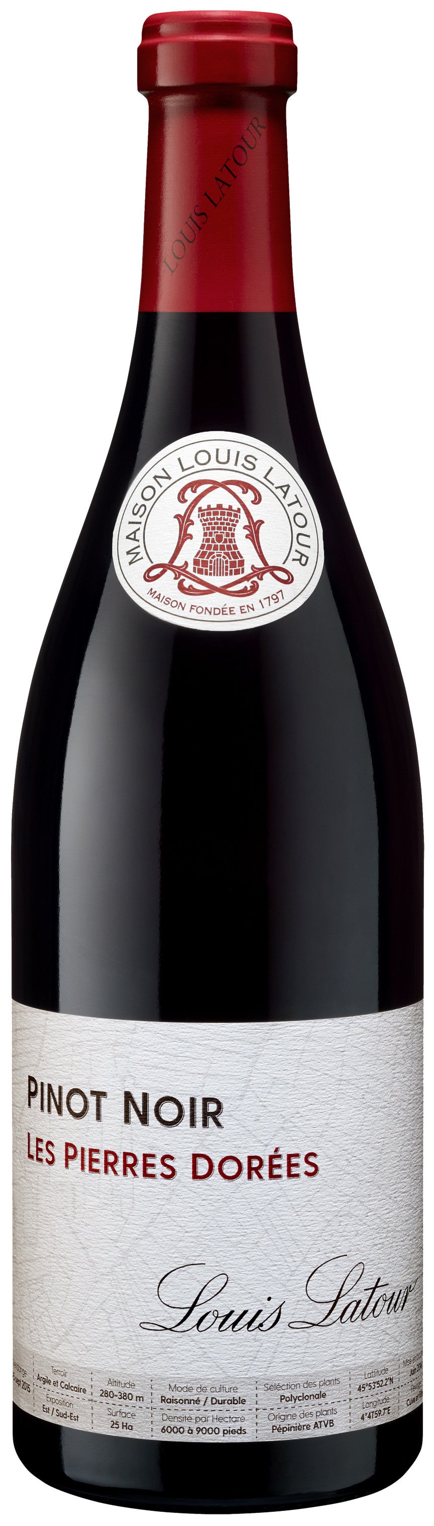 Louis Latour Les Pierres Dorees Pinot Noir 2021  Front Bottle Shot