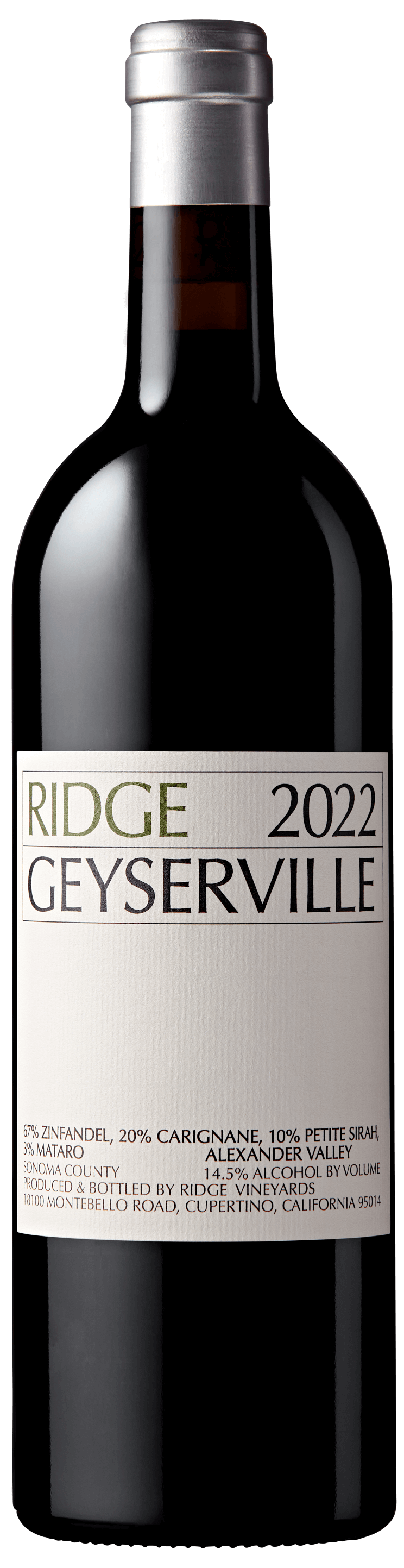 Ridge Geyserville 2022 Front Bottle Shot