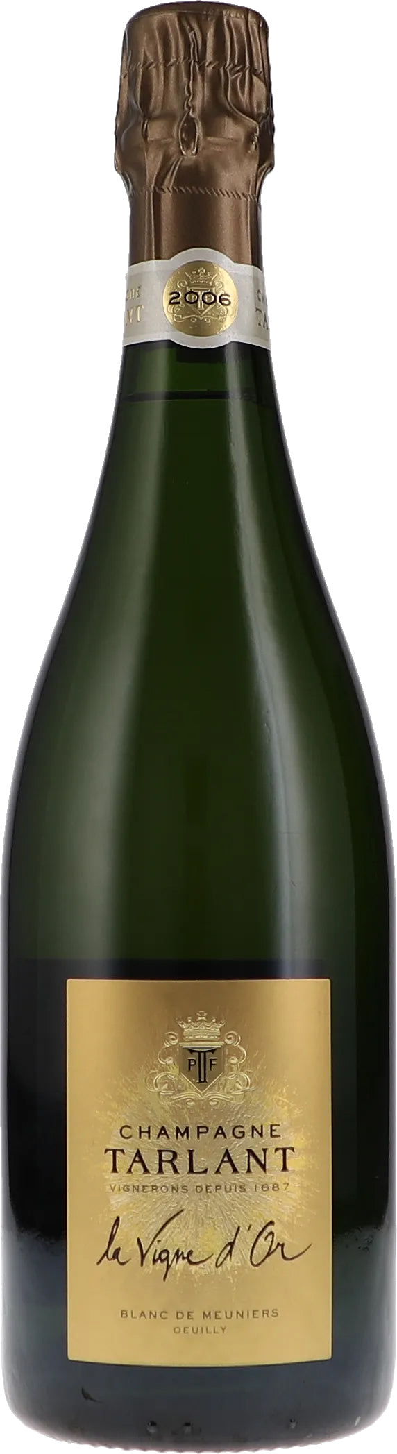 Champagne Tarlant La Vigne d'Or Blanc de Meuniers Brut Nature 2006 Front Bottle Shot