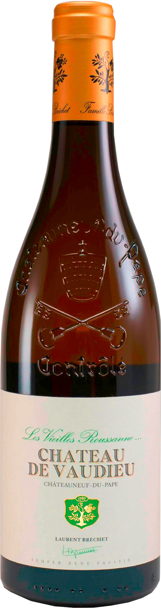 Chateau de Vaudieu Chateauneuf-du-Pape Les Vieilles Roussanne 2022 Front Bottle Shot
