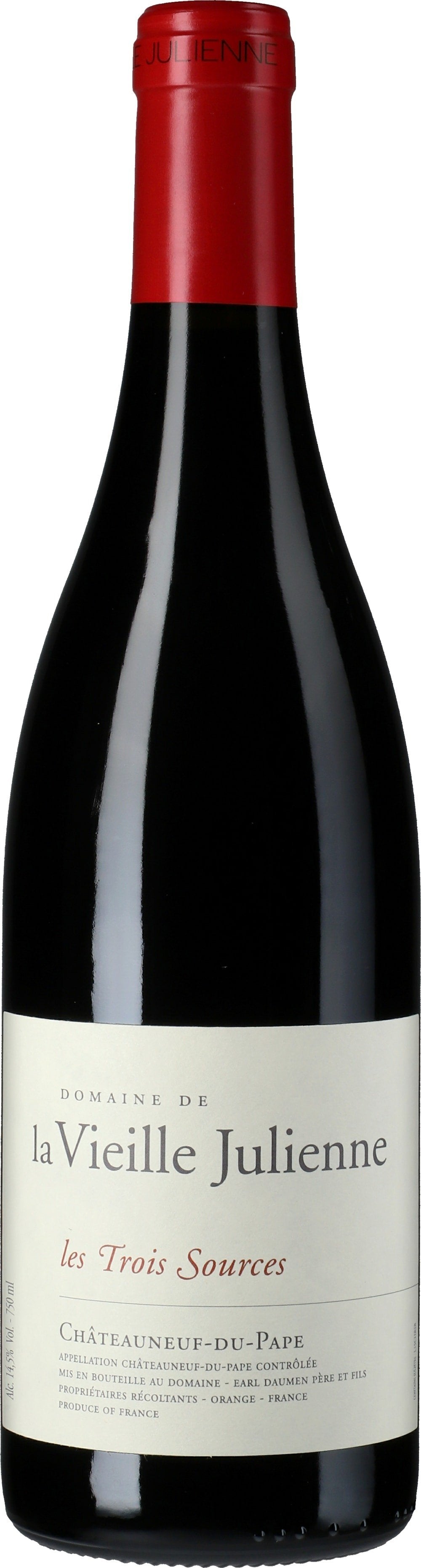 Domaine de la Vieille Julienne Chateauneuf-du-Pape les Trois Sources 2020 Front Bottle Shot