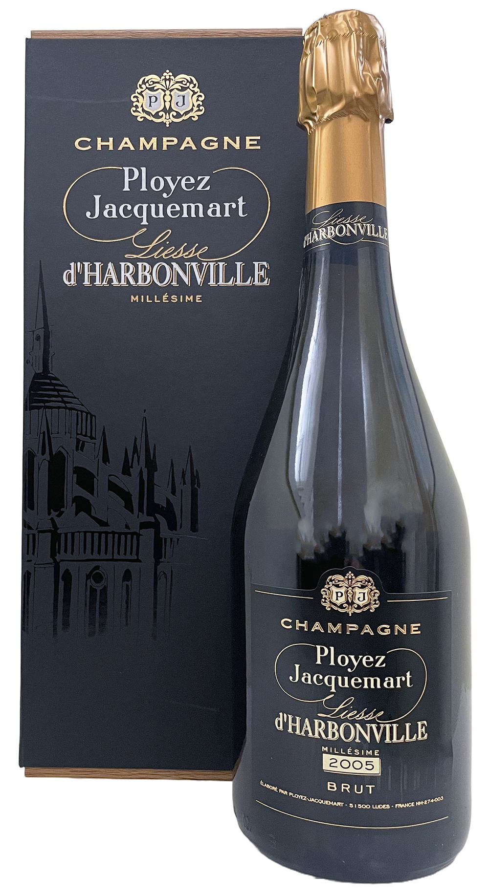 Champagne Ployez-Jacquemart Liesse d'Harbonville Brut with Gift Box 2005 Front Bottle Shot