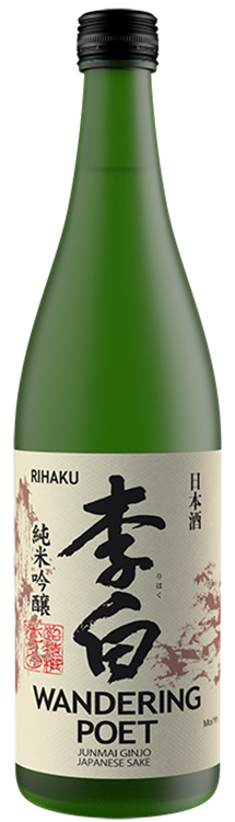 Rihaku Wandering Poet Junmai Ginjo Sake (720ML) Front Bottle Shot