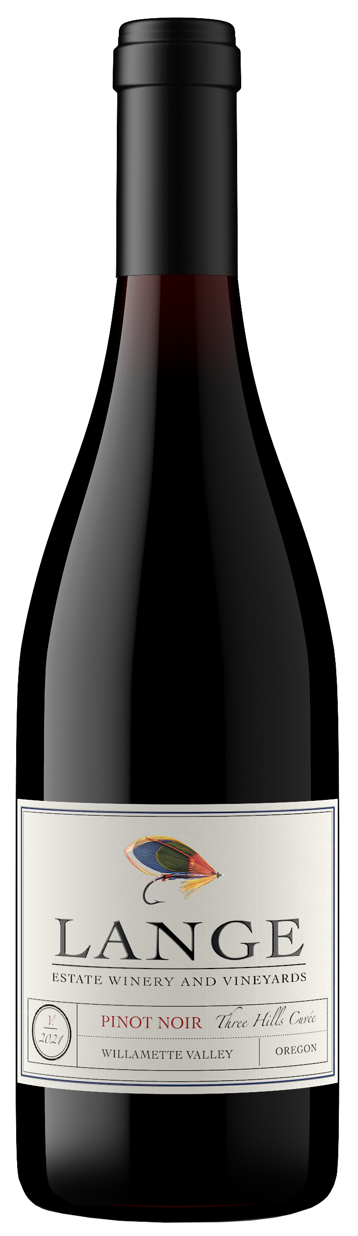 Lange Winery Three Hills Cuvee Pinot Noir 2021 Front Bottle Shot