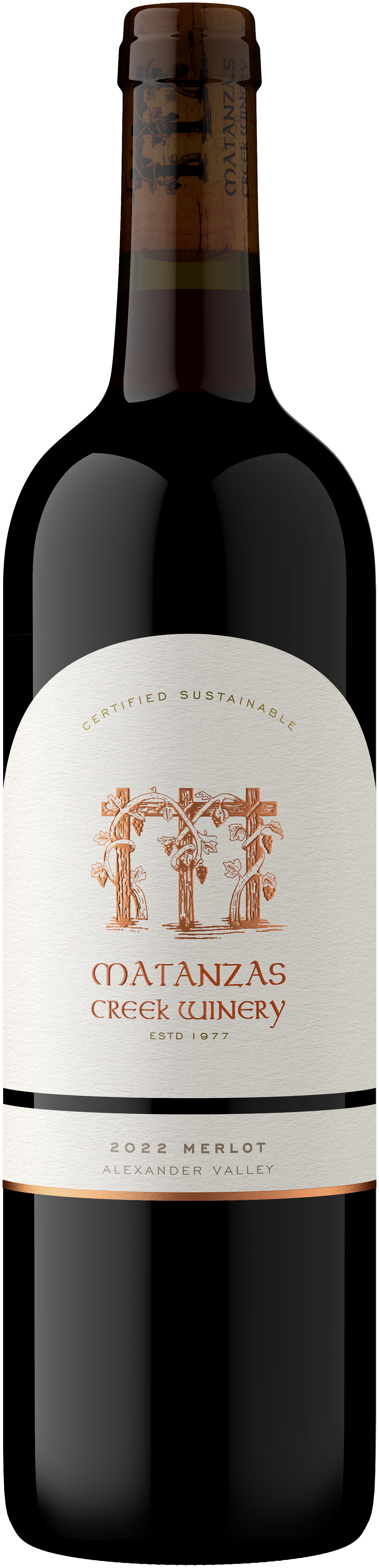 Matanzas Creek Alexander Valley Merlot 2022 Front Bottle Shot