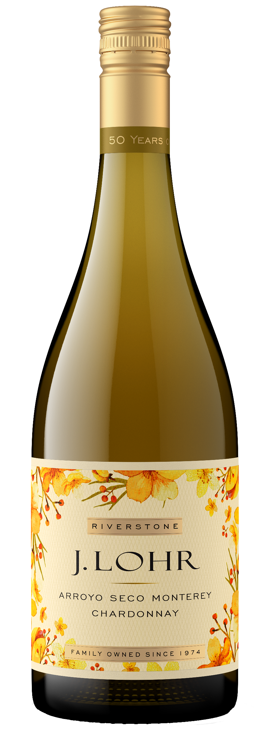 J. Lohr Estates Riverstone Chardonnay 2023 Front Bottle Shot