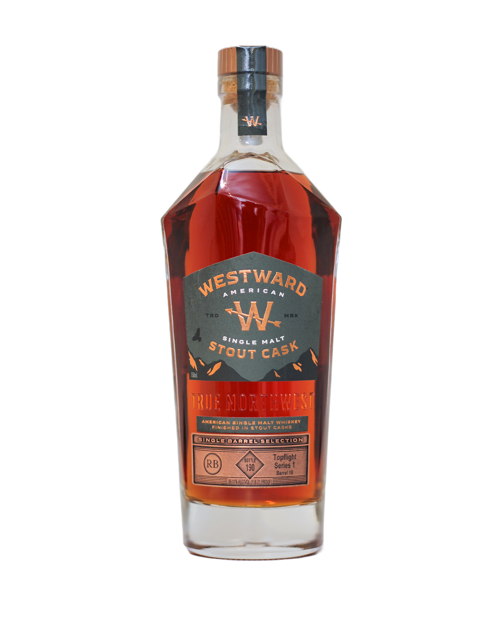 WESTWARD SINGLE BARREL STOUT CASK FINISHED SINGLE MALT S1B18 750 ML