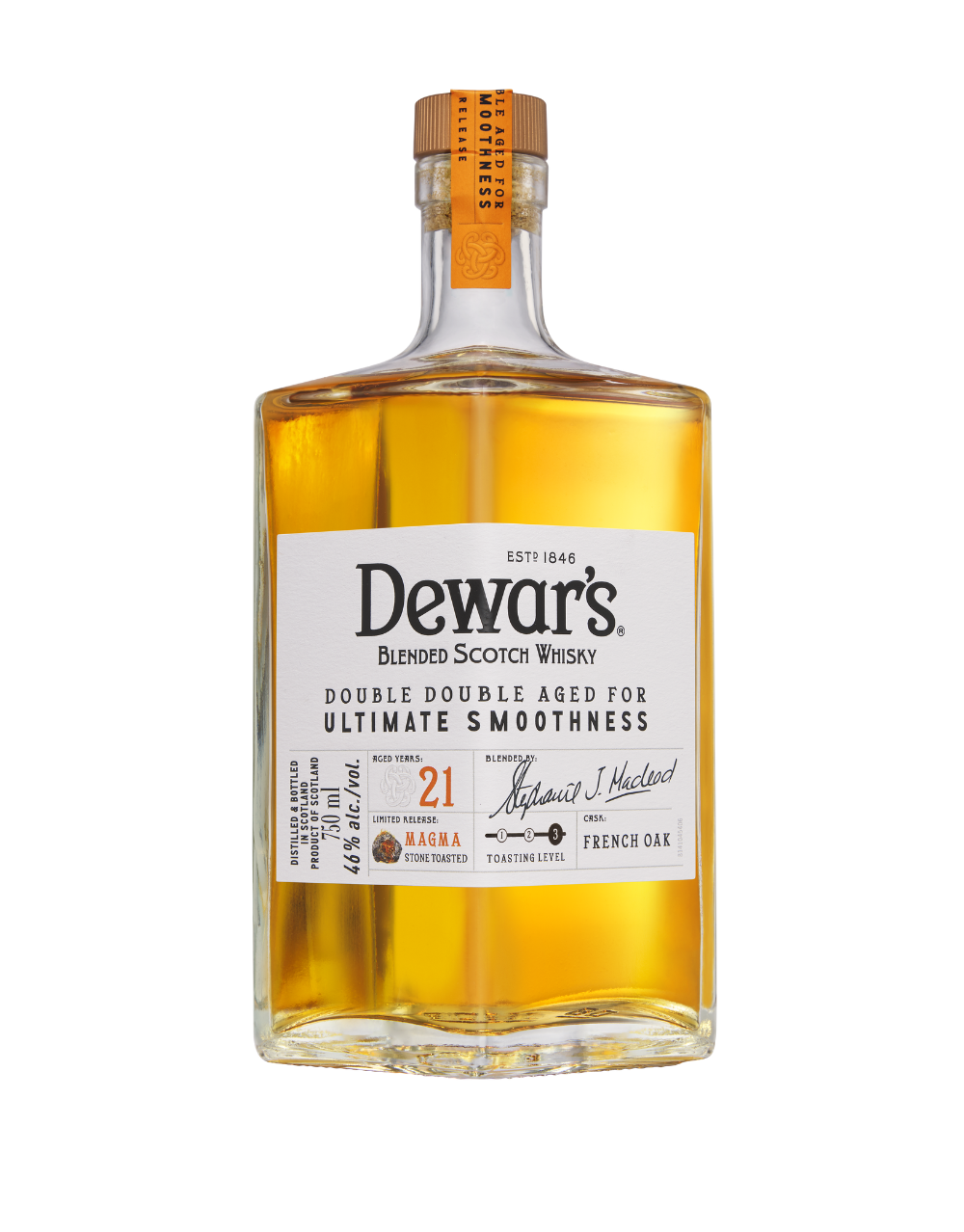 DEWAR'S DOUBLE DOUBLE 21 YEAR OLD, MAGMA STONE TOASTED FRENCH OAK, LEVEL 3 750 ML