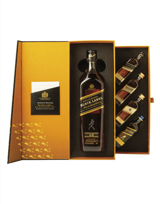 JOHNNIE WALKER BLACK LABEL PLUS DISCOVERY SET 750 ML