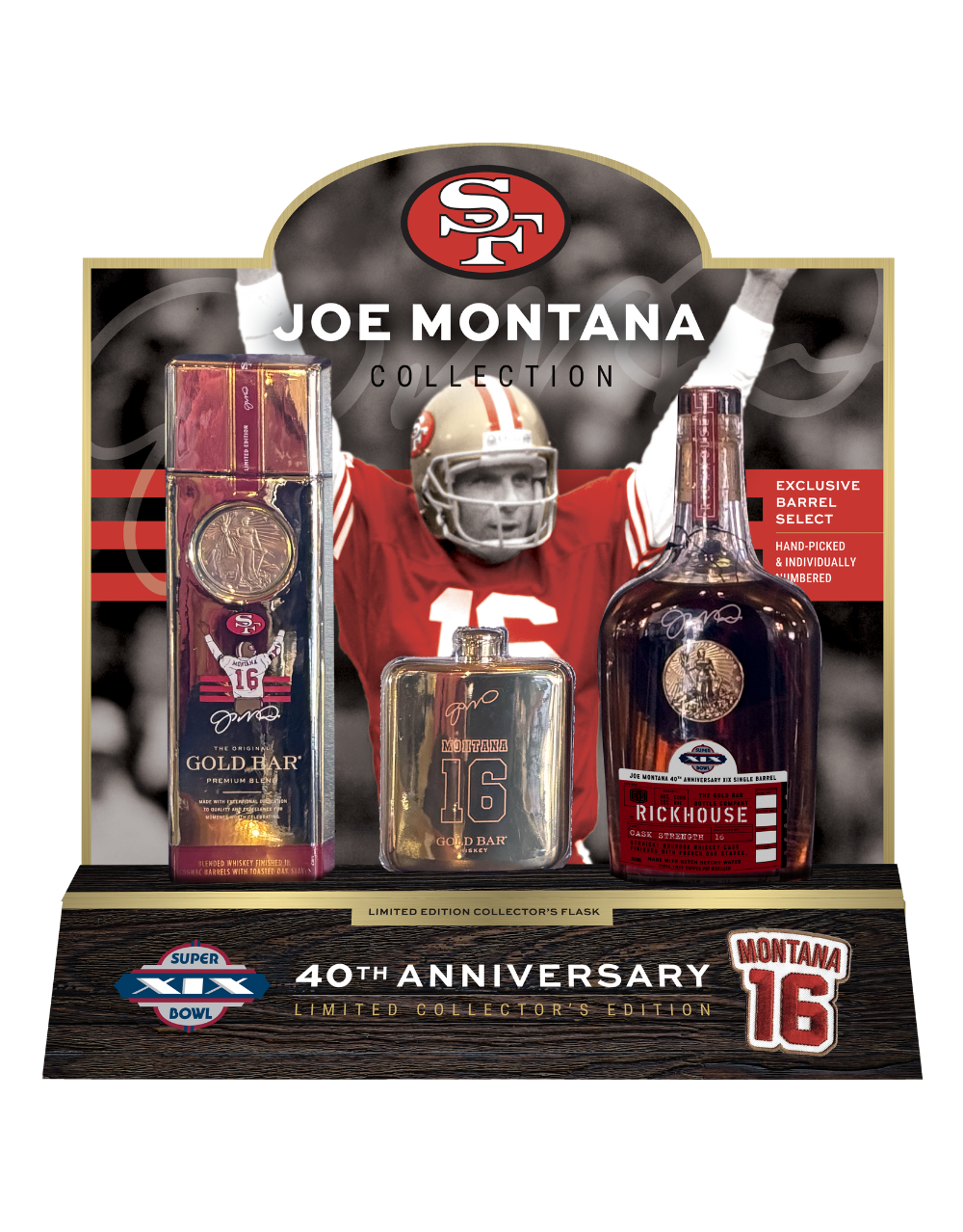 JOE MONTANA SUPER BOWL XIX 40TH ANNIVERSARY SET 750 ML