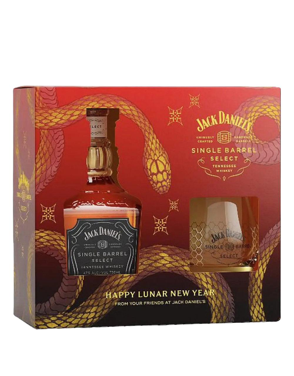 JACK DANIEL'S SINGLE BARREL SELECT TENNESSEE WHISKEY LUNAR NEW YEAR 2025 WITH GLASS 750 ML