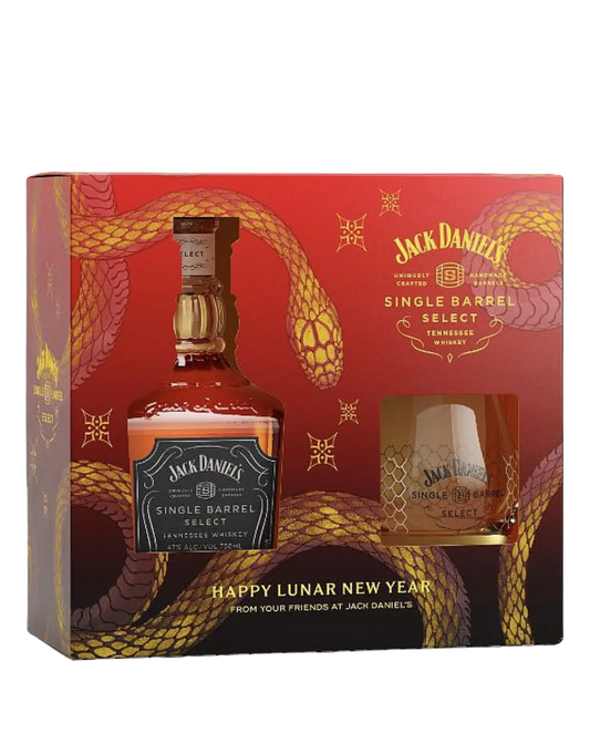JACK DANIEL'S SINGLE BARREL SELECT TENNESSEE WHISKEY LUNAR NEW YEAR 2025 WITH GLASS 750 ML