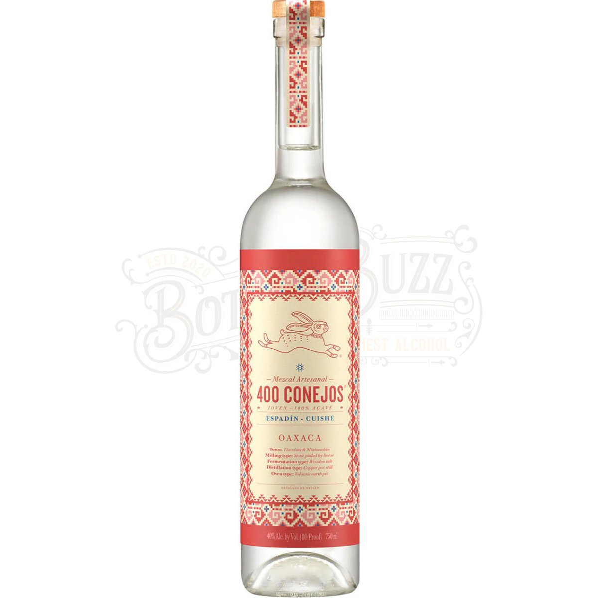 400 Conejos Cuishe Oaxaca EspadÃ­n Mezcal Artesanal Joven 100% Agave