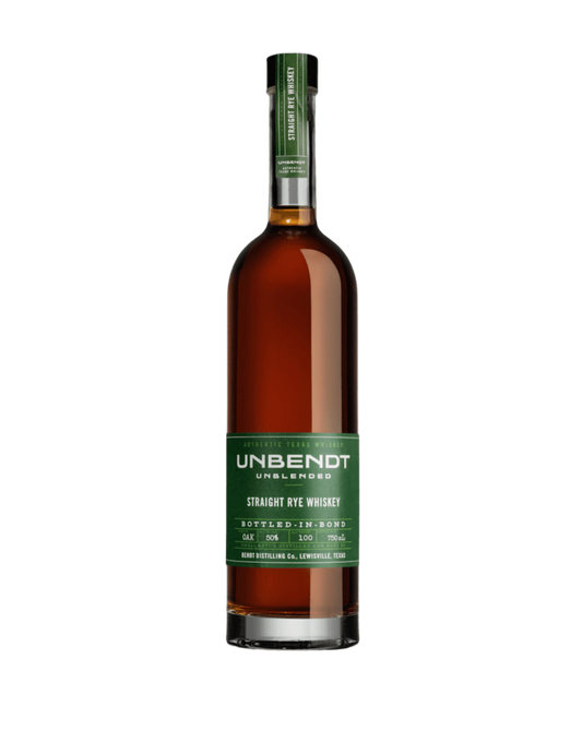 UNBENDT TEXAS BOTTLED IN BOND TEXAS STRAIGHT RYE WHISKEY 750 ML