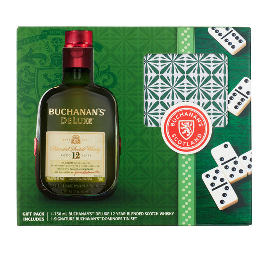 BUCHANAN'S DELUXE AGED 12 YEARS BLENDED SCOTCH WHISKY TIN DOMINO SET 750 ML