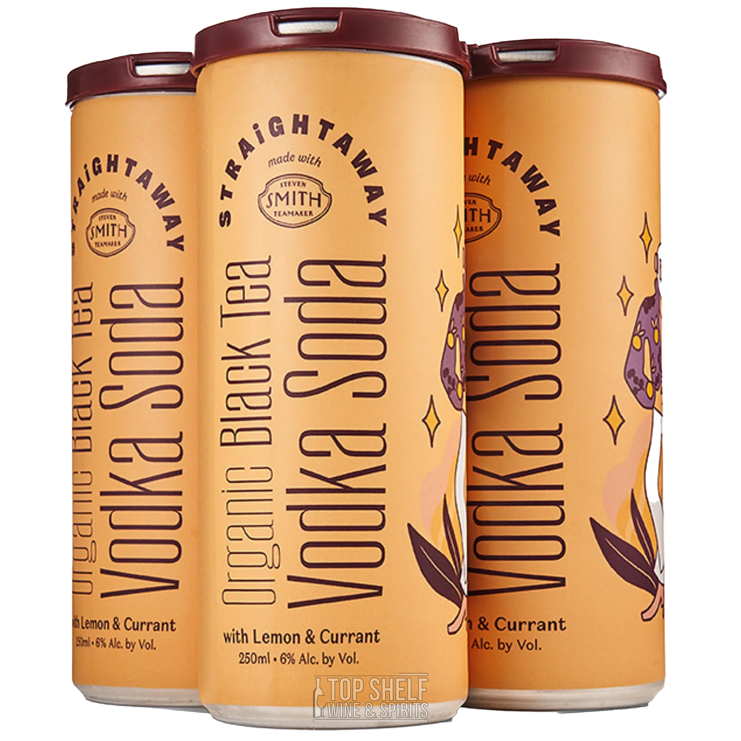Straightaway Organic Black Tea Vodka Soda 4 Pack