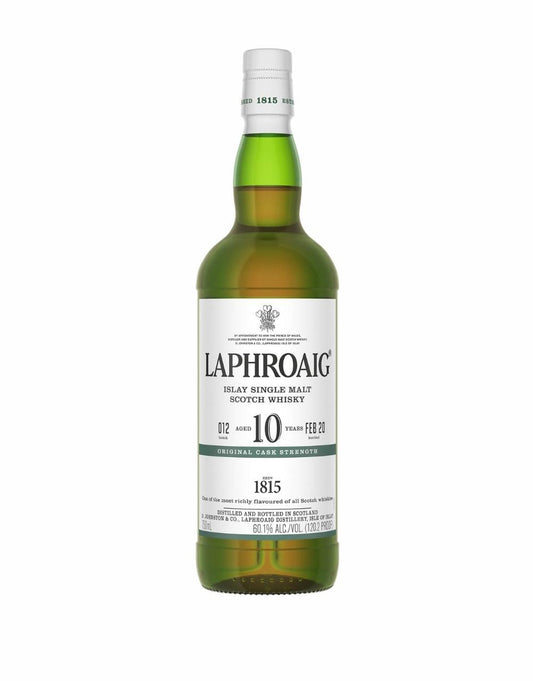 LAPHROAIG 2020 10 YEAR OLD CASK STRENGTH ISLAY SINGLE MALT 120 PROOF SCOTCH WHISKY 750 ML