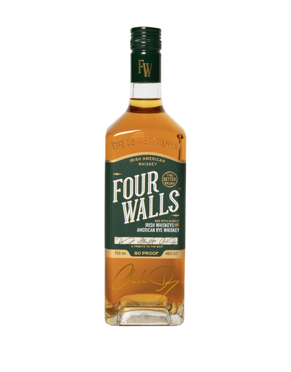 FOUR WALLS IRISH AMERICAN WHISKEY WITH CHARLIE DAY SIGNATURE 750 ML