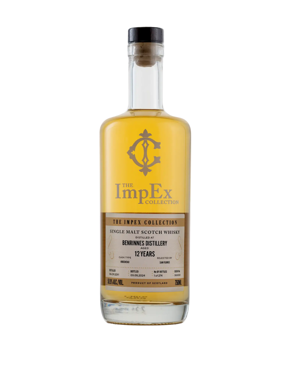 THE IMPEX COLLECTION 2011 12 YEAR OLD BENRINNES SINGLE CASK #306532 750 ML