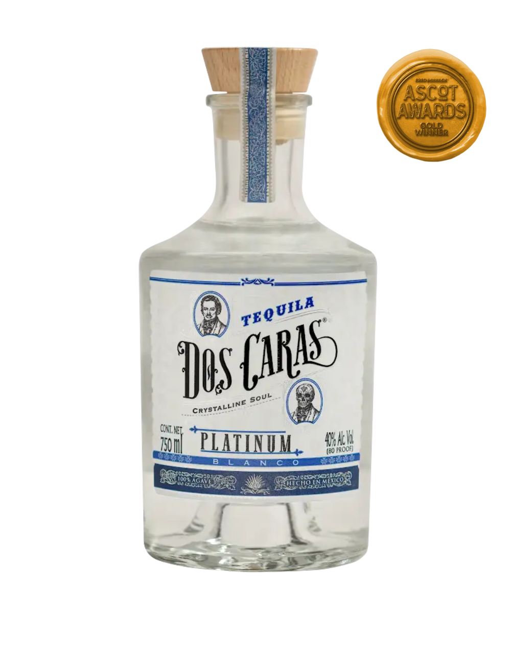 DOS CARAS TEQUILA PLATINUM BLANCO 750 ML