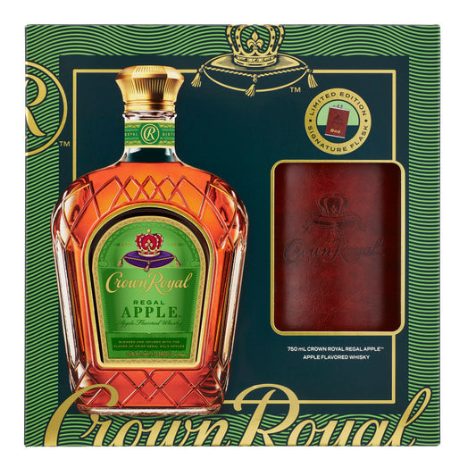 CROWN ROYAL REGAL APPLE FLAVORED WHISKY WITH LEATHER WRAPPED FLASK 750 ML