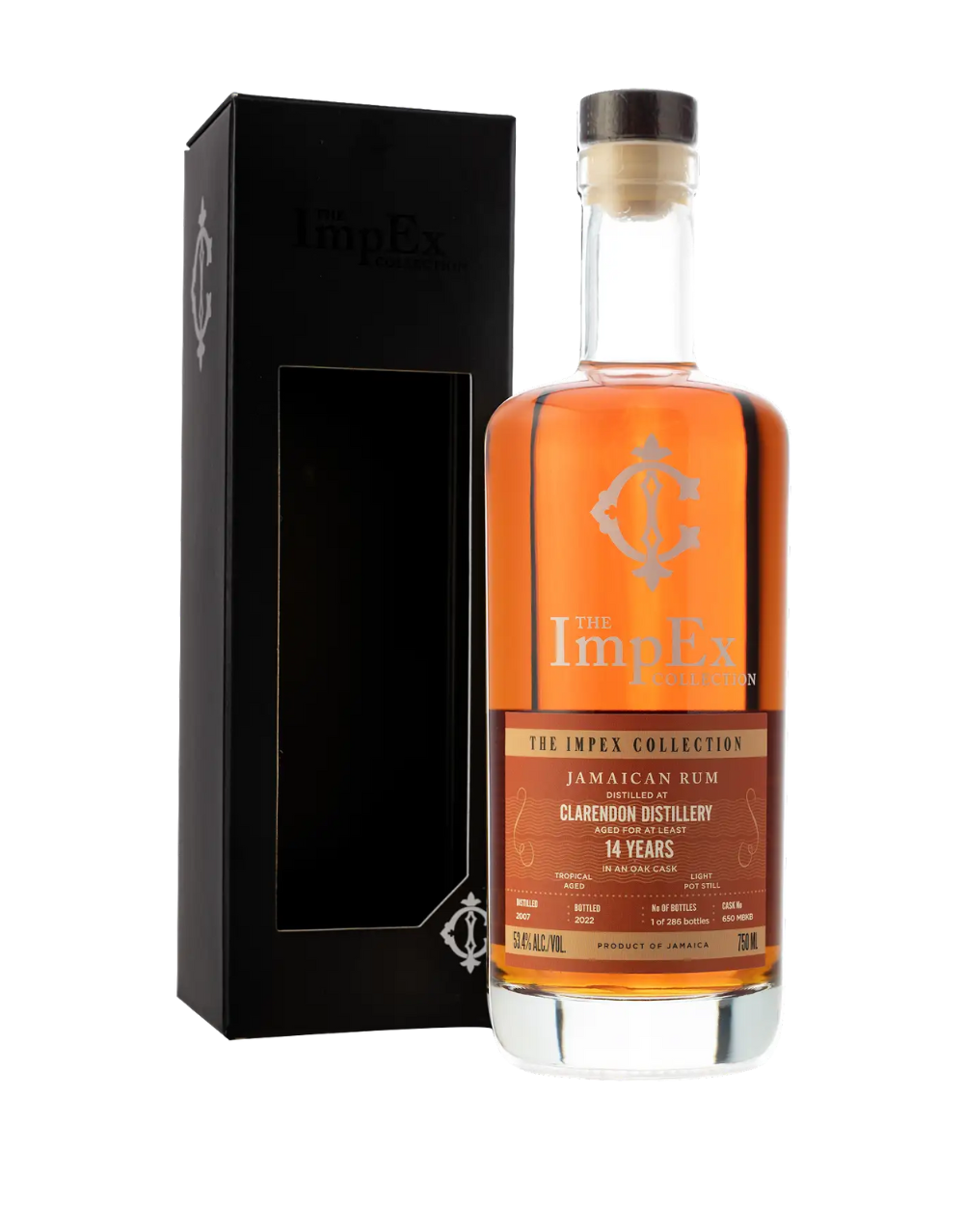 THE IMPEX COLLECTION 2007 14 YEAR OLD CLARENDON RUM SINGLE CASK #650 MBKB 750 ML