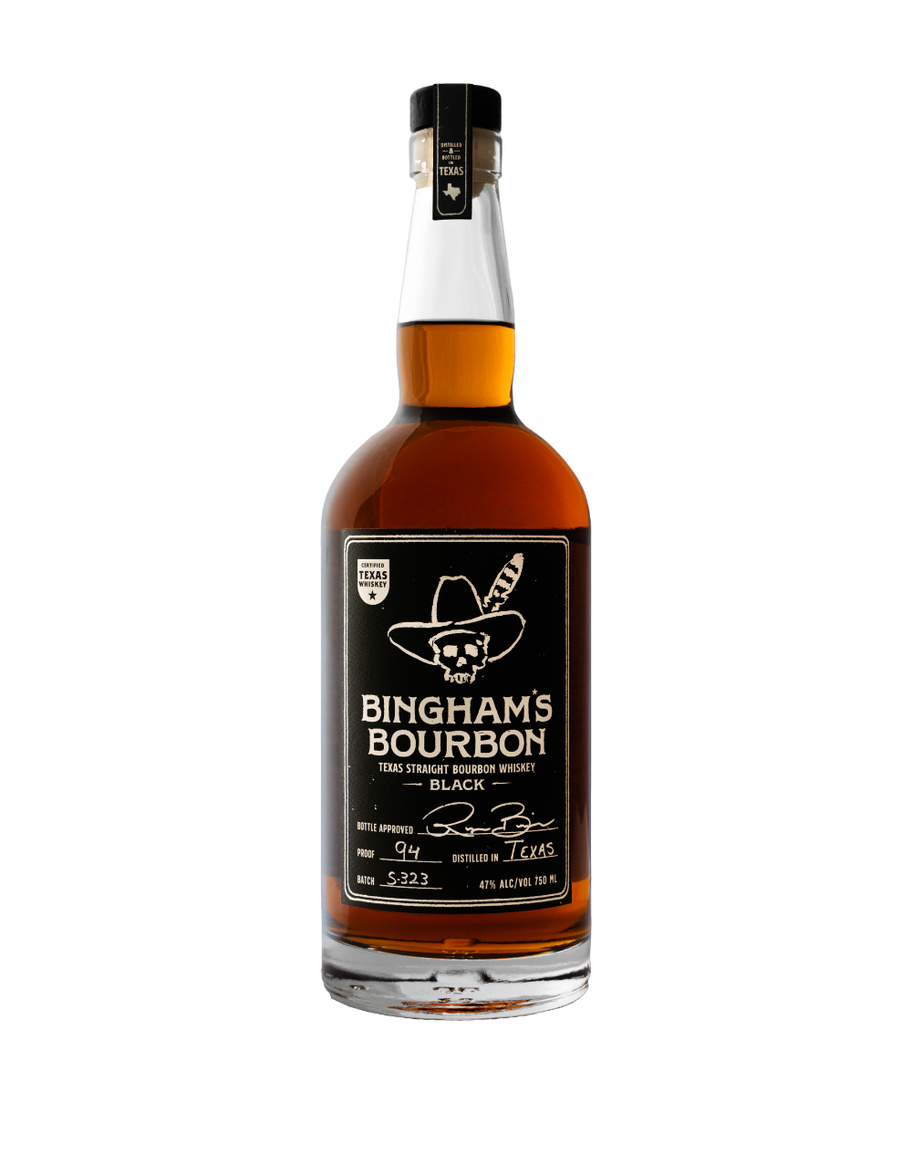 BINGHAM'S BOURBON BLACK TEXAS STRAIGHT BOURBON WHISKEY 750 ML