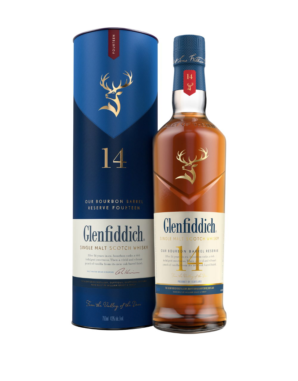 GLENFIDDICH 14 YEAR OLD BOURBON BARREL RESERVE SINGLE MALT SCOTCH WHISKY 750 ML