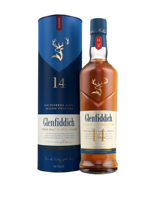GLENFIDDICH 14 YEAR OLD BOURBON BARREL RESERVE SINGLE MALT SCOTCH WHISKY 750 ML