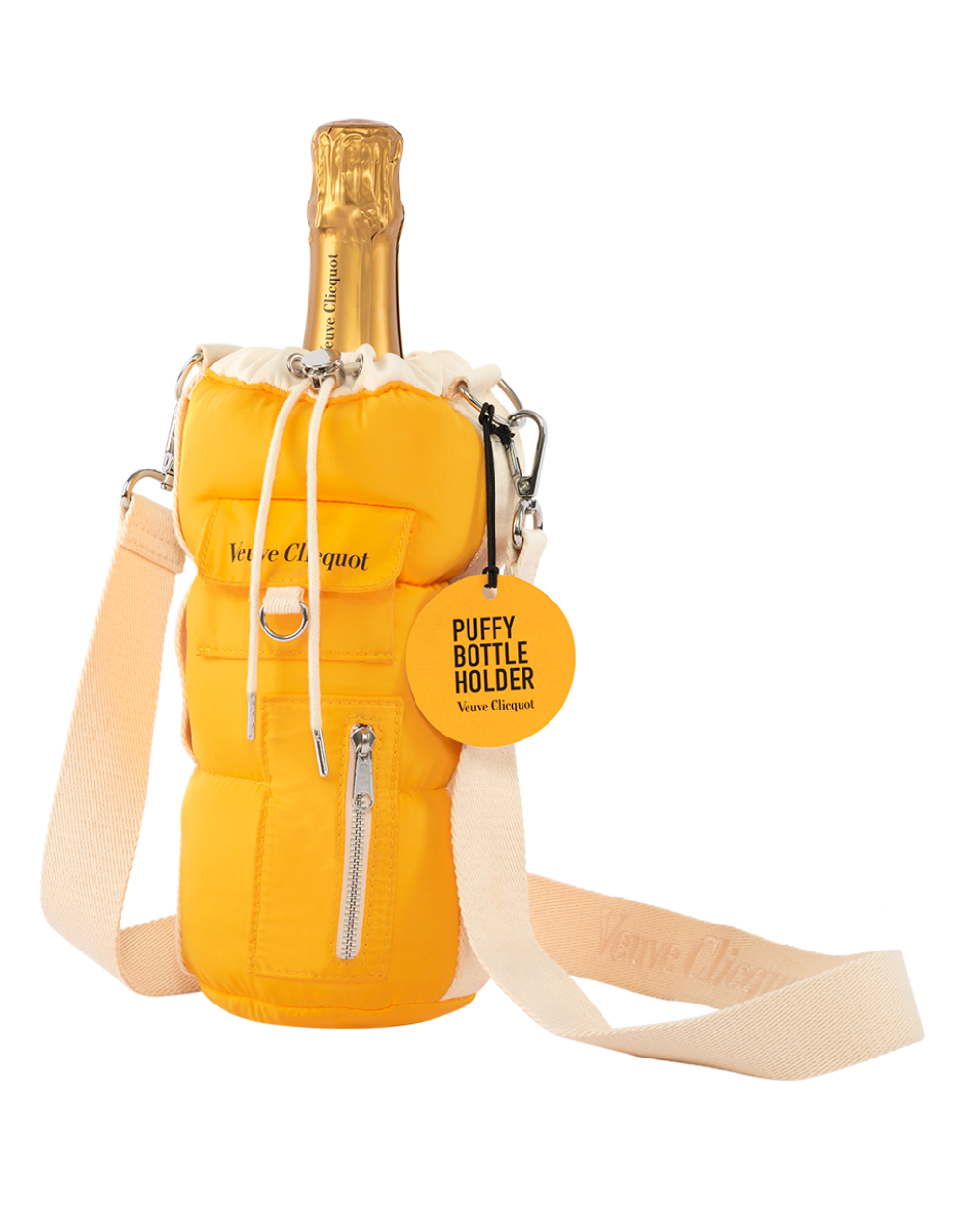 VEUVE CLICQUOT BRUT YELLOW LABEL WITH THE PUFFY BOTTLE HOLDER 750 ML