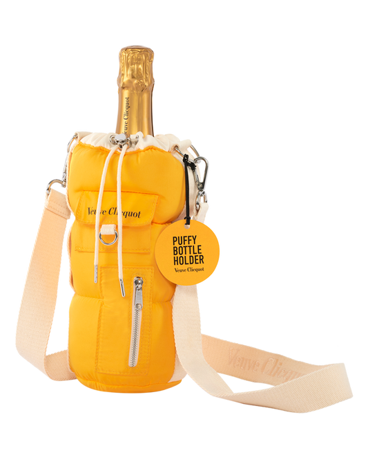 VEUVE CLICQUOT BRUT YELLOW LABEL WITH THE PUFFY BOTTLE HOLDER 750 ML