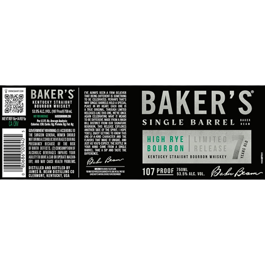 Baker's Single Barrel 7 Year Old High Rye Bourbon
