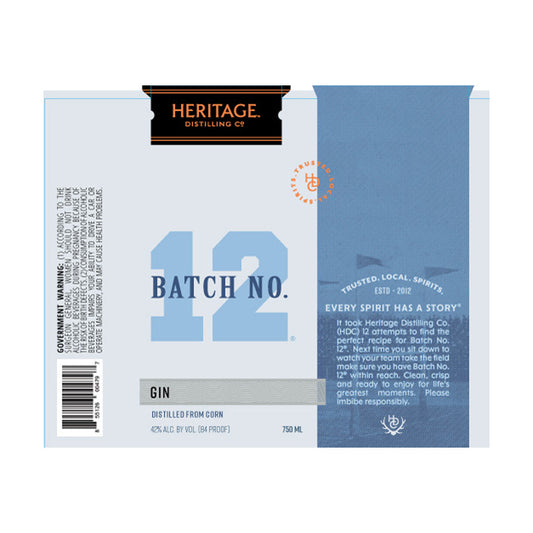 Heritage Distilling Batch No 12 Gin 750ml