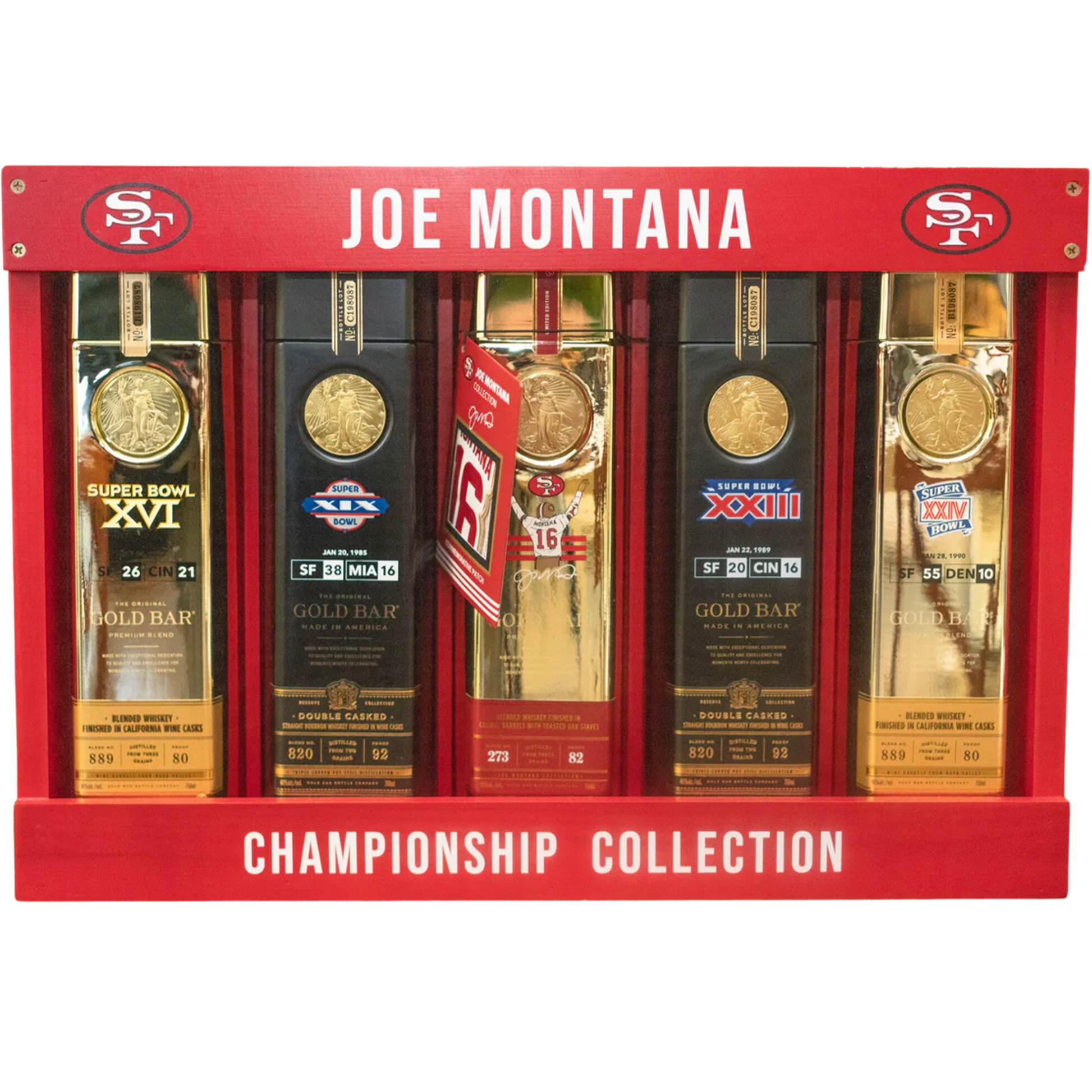 Gold Bar Joe Montana Championship Collection Whiskey Set