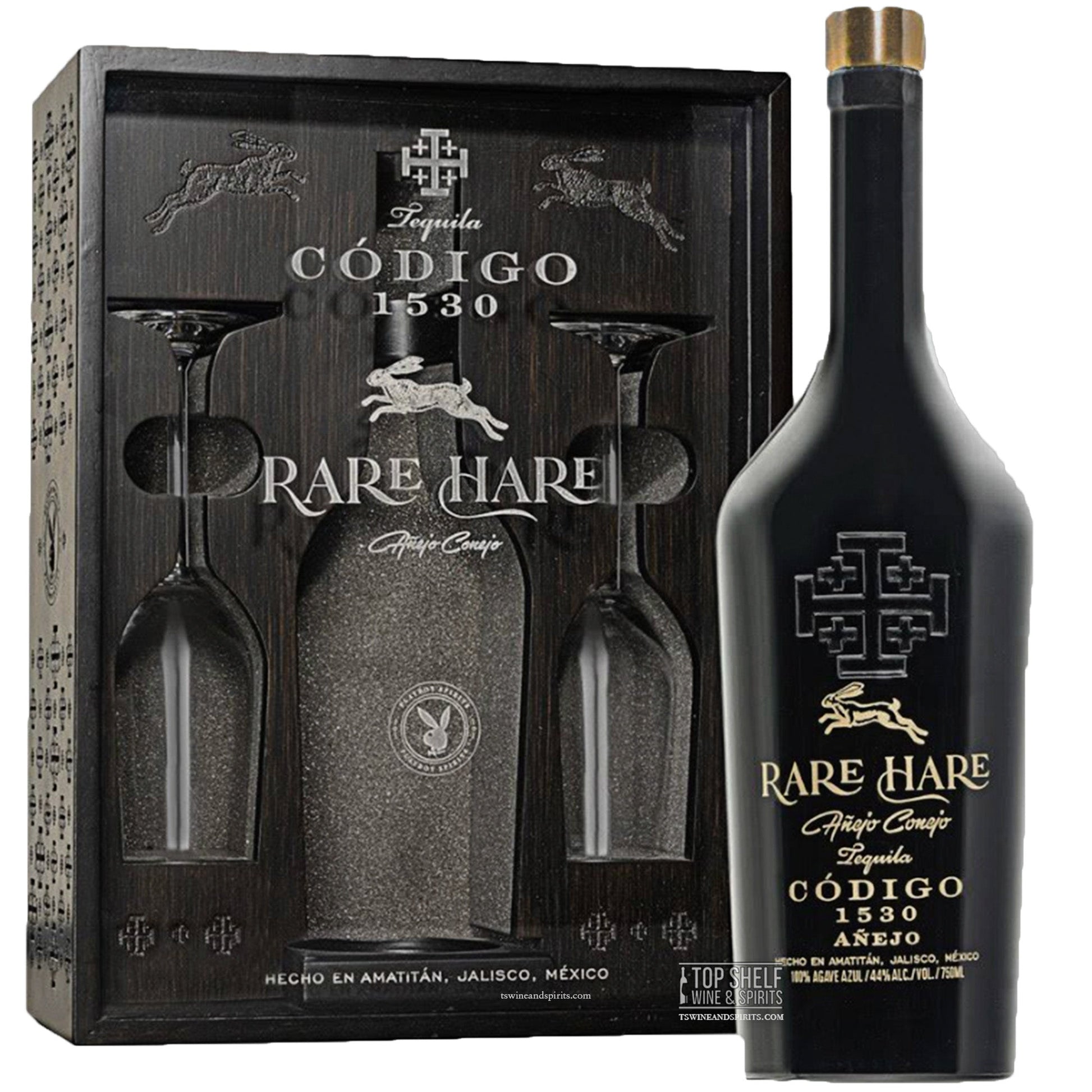 CÃ³digo 1530 Playboy Rare Hare AÃ±ejo Tequila (2 Glasses)