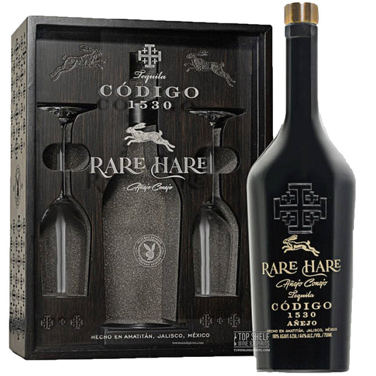 CÃ³digo 1530 Playboy Rare Hare AÃ±ejo Tequila (2 Glasses)