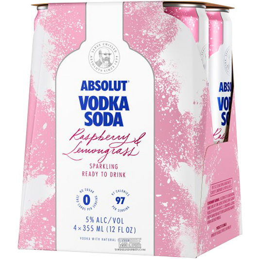 Absolut Raspberry & Lemongrass Vodka Soda 4 Pack Cans