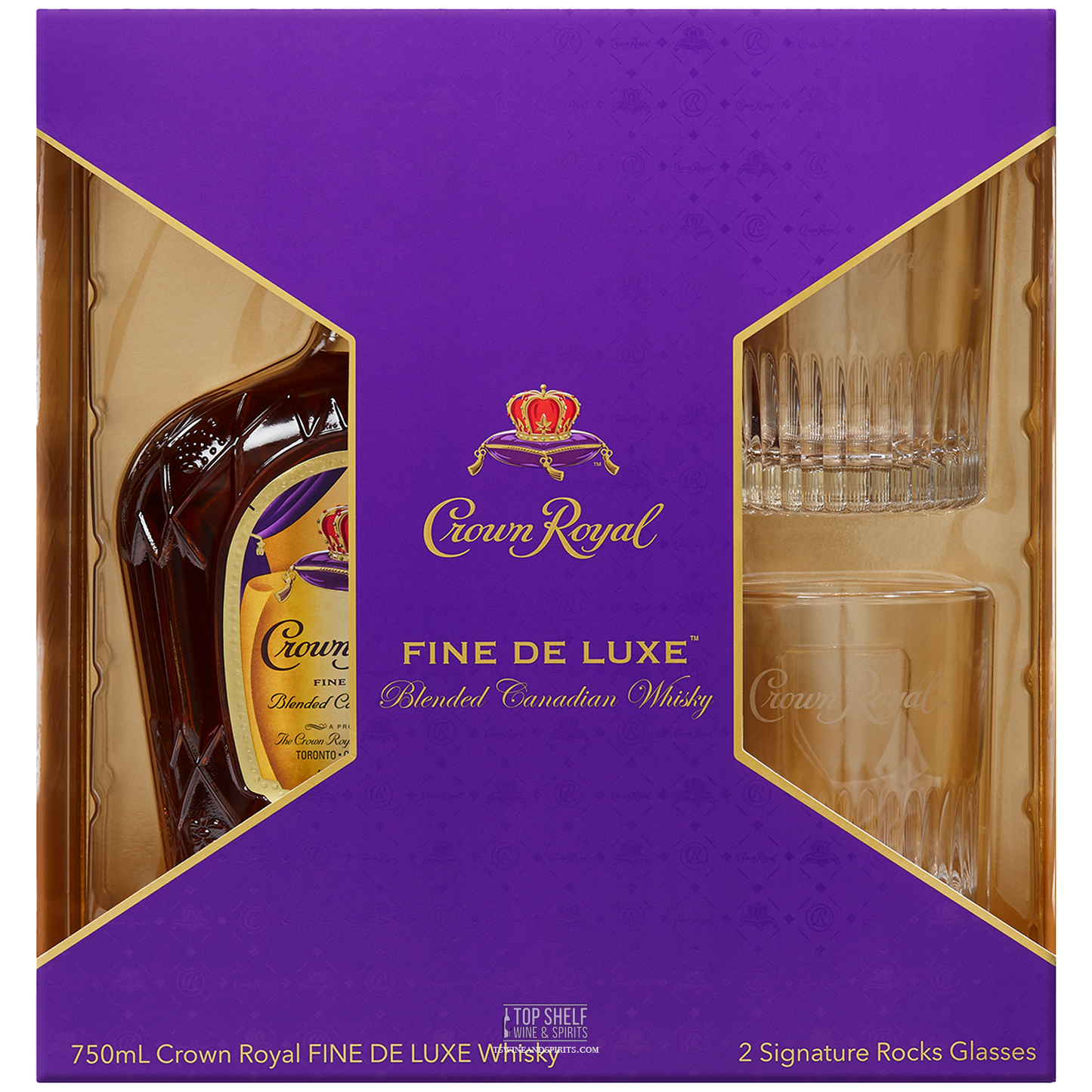 Crown Royal Canadian Whisky (750mL) Gift Set with Two Glasses