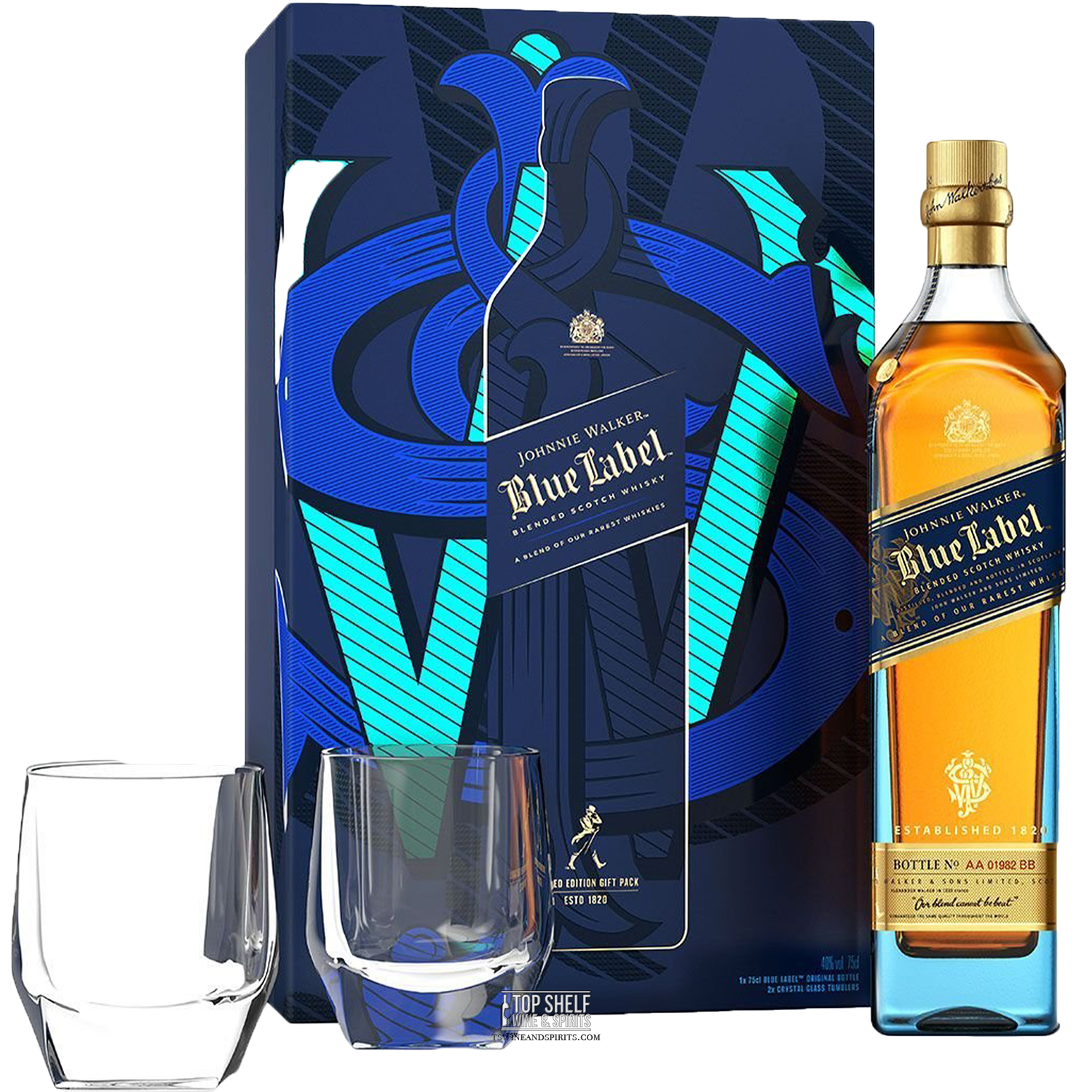Johnnie Walker Blue Label Gift Set with 2 Glasses