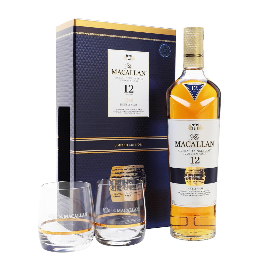 The Macallan 12 Year Old Double Cask W/ 2 Official Glasses 750ml