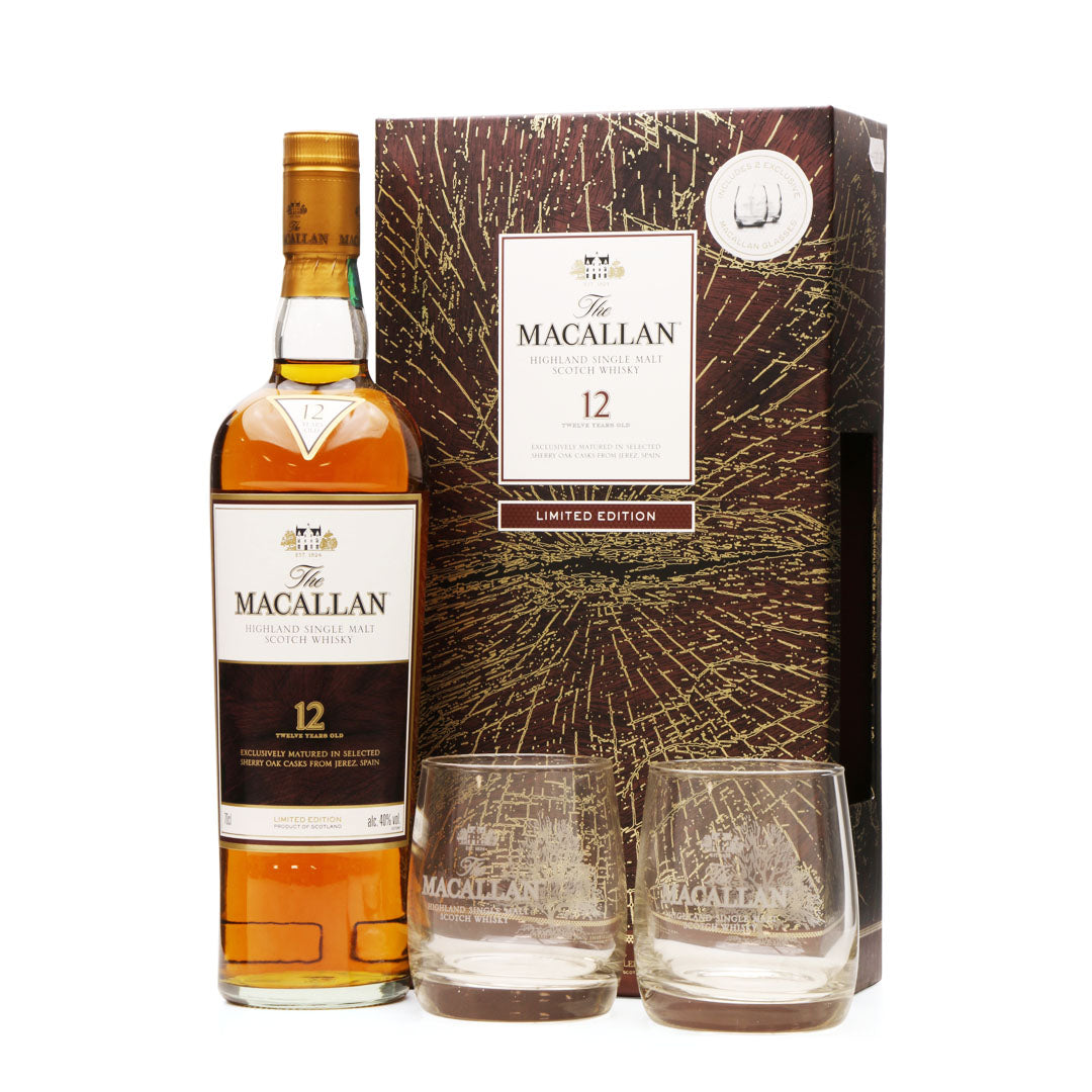 The Macallan 12 Year Old Sherry Cask W/ 2 Official Glasses 750ml