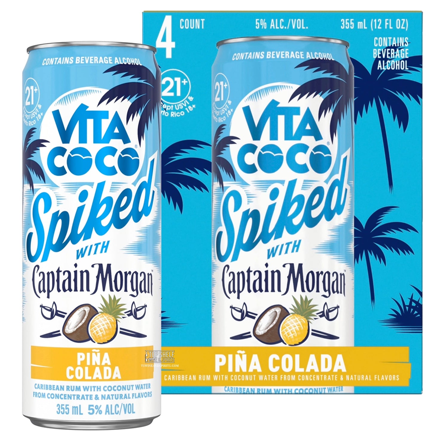 Vita Coco Spiked with Captain Morgan: PiÃ±a Colada (4 Pack Cans)