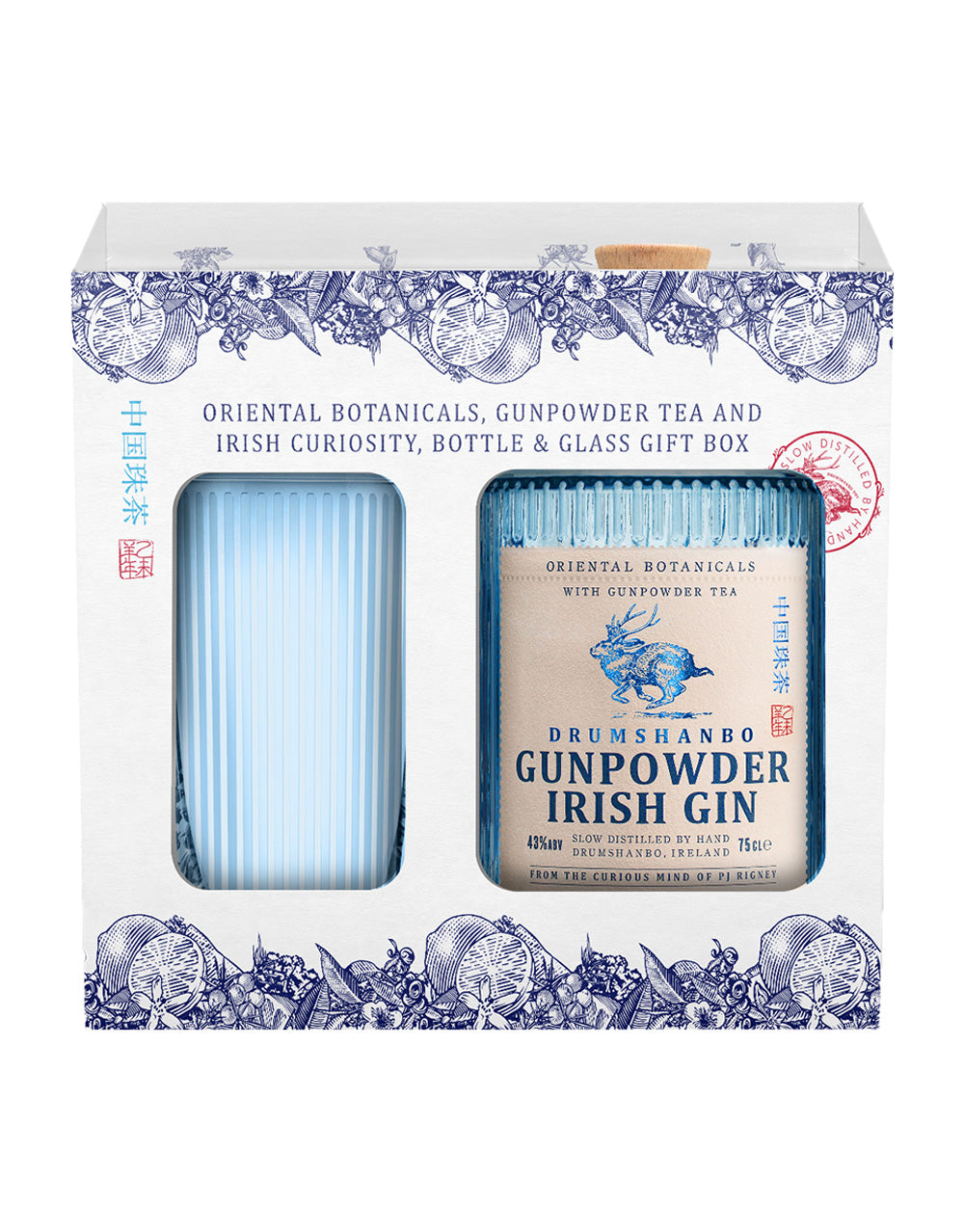 DRUMSHANBO GUNPOWDER IRISH GIN WITH BRANDED HIGHBALL GLASS 1 EACH