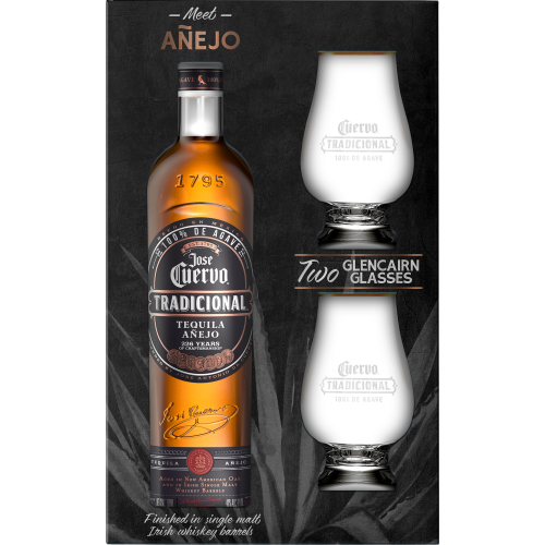 Jose Cuervo Tradicional AÃ±ejo Tequila with Glencairn Glasses