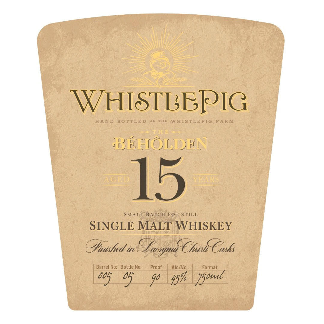 WhistlePig The Beholden 15 Year Old Finished In Lacryna Christi Casks 750ml