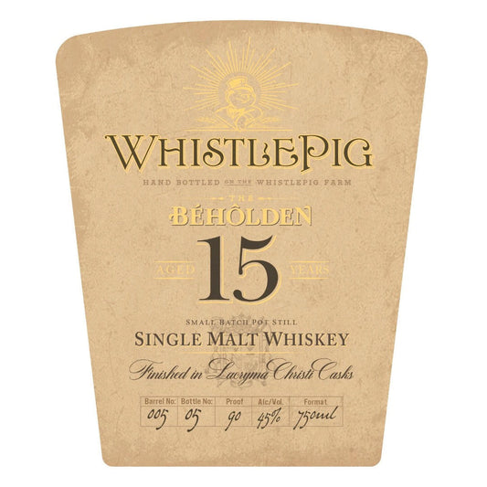 WhistlePig The Beholden 15 Year Old Finished In Lacryna Christi Casks 750ml