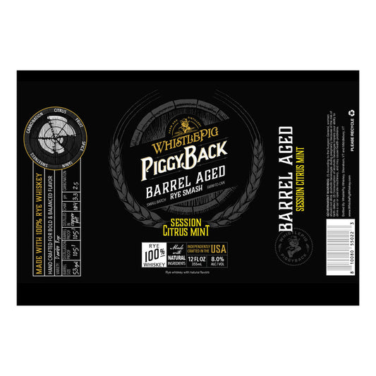 Whistlepig PiggyBack Barreled Age Rye Smash Canned Cocktail Session Citrus Mint 750ml
