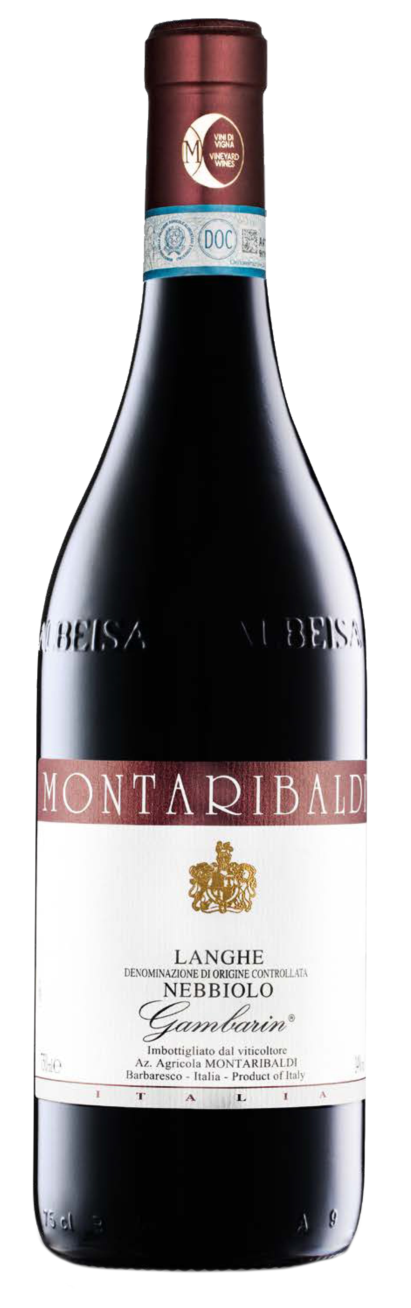 Montaribaldi Langhe Gambarin Nebbiolo 2022  Front Bottle Shot