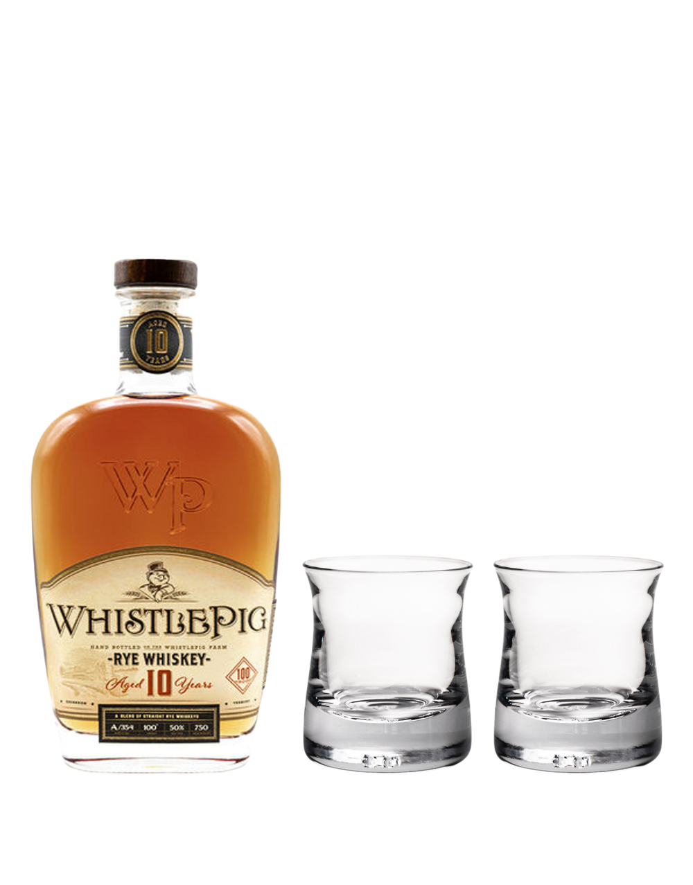 WHISTLEPIG 10 YEAR 100 PROOF RYE WHISKEY AND SIMON PEARCE SHOREHAM WHISKEY SET BUNDLE 750 ML
