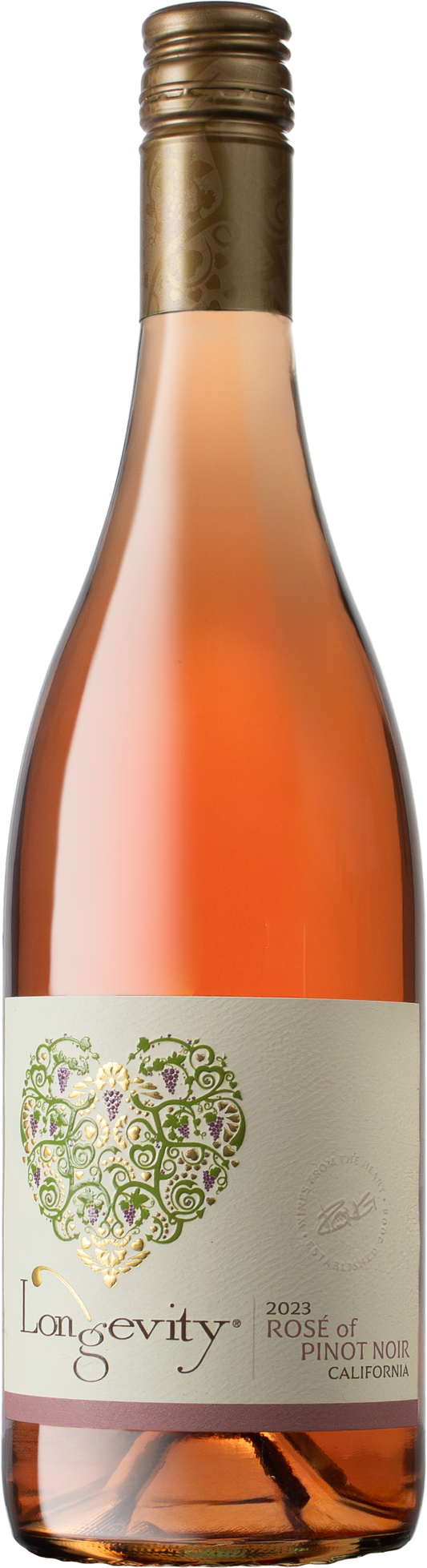 Longevity Wines Debra's Cuvee Rose of Pinot Noir 2023  Front Bottle Shot